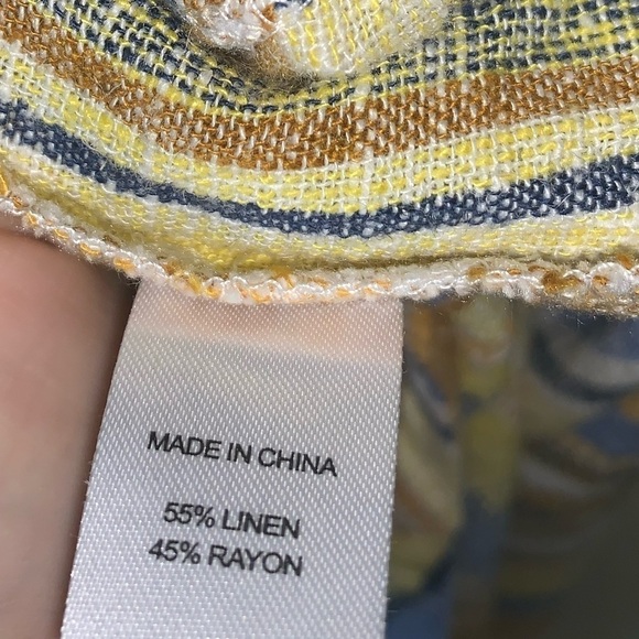 Anthropologie Drew Size Medium Striped Linen Blend Button Down Top Multi Color - Picture 5 of 6